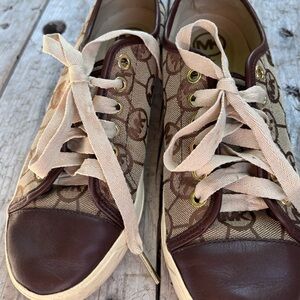 Michael Kors MK Women's City Logo Print Lace Up Brown Sneakers Shoes Size 6M